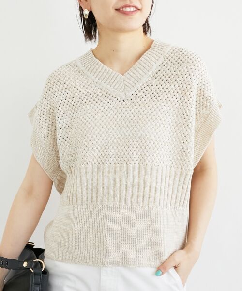 le.coeur blanc / ルクールブラン ベスト | 《手洗い可能》柄編みミックスデザインニットベスト | 詳細3