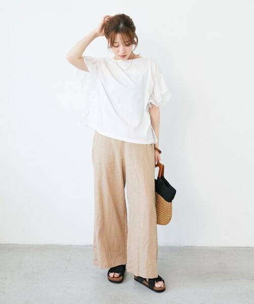 le.coeur blanc / ルクールブラン その他パンツ | 《夏に向けた快適な1枚》麻ワイドクロップドパンツ | 詳細10