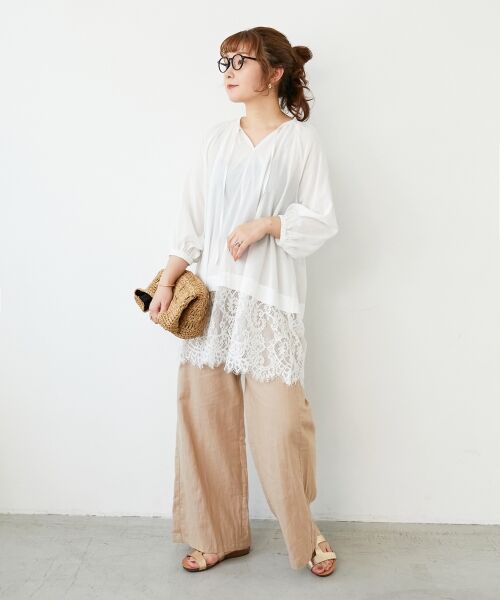 le.coeur blanc / ルクールブラン その他パンツ | 《夏に向けた快適な1枚》麻ワイドクロップドパンツ | 詳細16