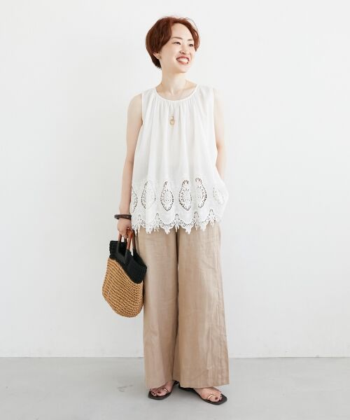 le.coeur blanc / ルクールブラン その他パンツ | 《夏に向けた快適な1枚》麻ワイドクロップドパンツ | 詳細22