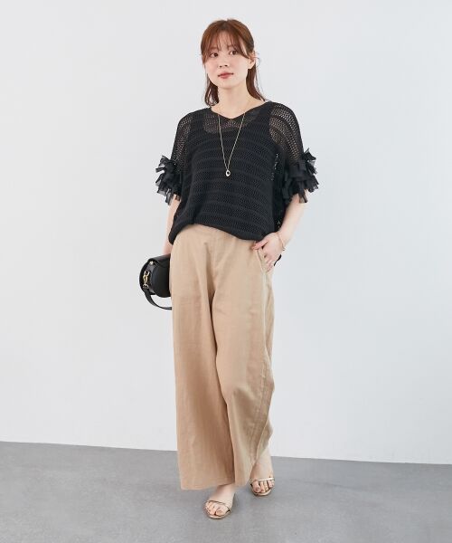 le.coeur blanc / ルクールブラン その他パンツ | 《夏に向けた快適な1枚》麻ワイドクロップドパンツ | 詳細3