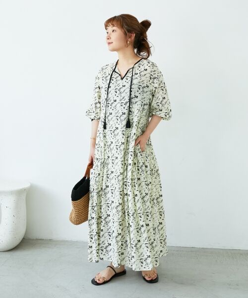 le.coeur blanc / ルクールブラン ロング・マキシ丈ワンピース | フラワーモチーフスキッパーワンピース | 詳細2