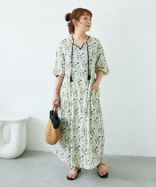 le.coeur blanc / ルクールブラン ロング・マキシ丈ワンピース | フラワーモチーフスキッパーワンピース | 詳細3