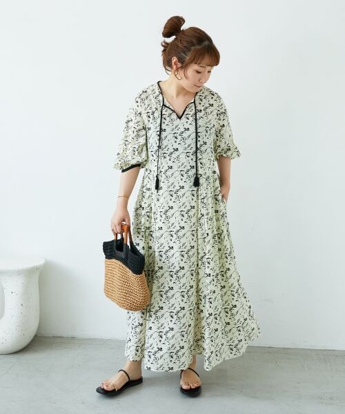 le.coeur blanc / ルクールブラン ロング・マキシ丈ワンピース | フラワーモチーフスキッパーワンピース | 詳細7