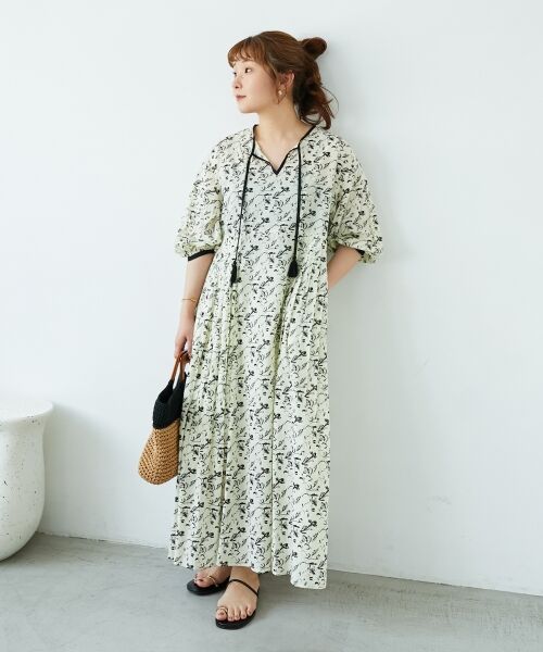 le.coeur blanc / ルクールブラン ロング・マキシ丈ワンピース | フラワーモチーフスキッパーワンピース | 詳細8