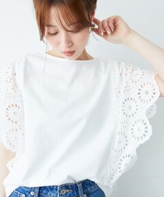 le.coeur blanc / ルクールブラン カットソー | 《手洗い可能》スカラップレーススリーブカットソー