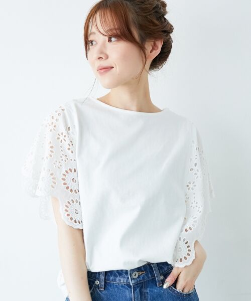 le.coeur blanc / ルクールブラン カットソー | 《手洗い可能》スカラップレーススリーブカットソー | 詳細2