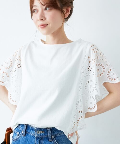 le.coeur blanc / ルクールブラン カットソー | 《手洗い可能》スカラップレーススリーブカットソー | 詳細3