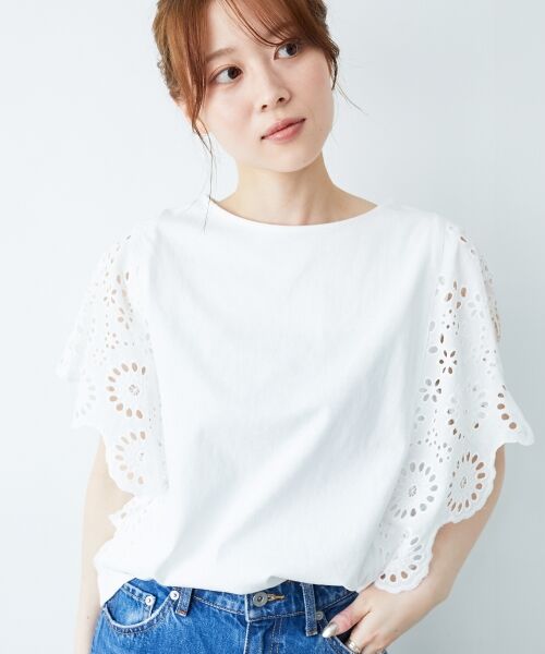 le.coeur blanc / ルクールブラン カットソー | 《手洗い可能》スカラップレーススリーブカットソー | 詳細4