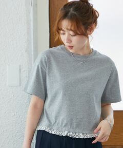 le.coeur blanc / ルクールブラン Tシャツ | 《手洗い可能》komatsu.裾レースクロップドTシャツ