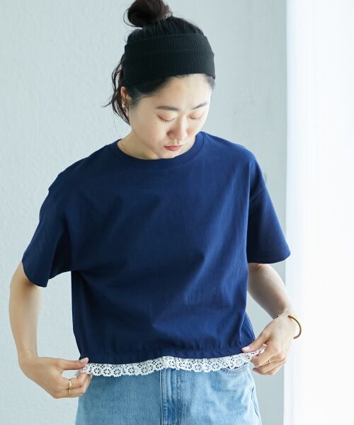 le.coeur blanc / ルクールブラン Tシャツ | 《手洗い可能》komatsu.裾レースクロップドTシャツ | 詳細3