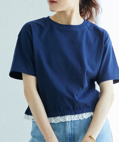 le.coeur blanc / ルクールブラン Tシャツ | 《手洗い可能》komatsu.裾レースクロップドTシャツ | 詳細4