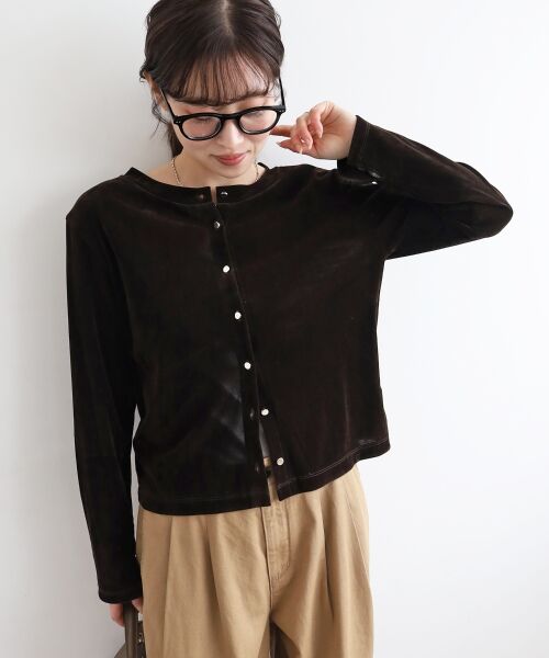 le.coeur blanc / ルクールブラン カーディガン・ボレロ | シアーベロア2WAYカーディガン | 詳細13