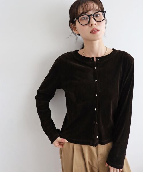 le.coeur blanc / ルクールブラン カーディガン・ボレロ | シアーベロア2WAYカーディガン | 詳細14