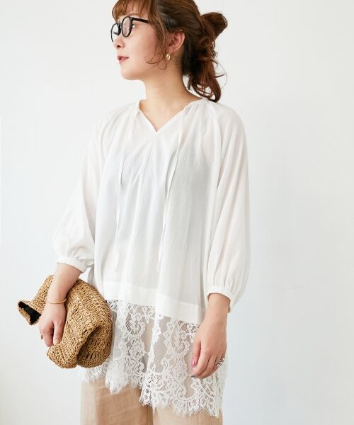 le.coeur blanc / ルクールブラン シャツ・ブラウス | レースヘムスキッパーブラウス | 詳細21