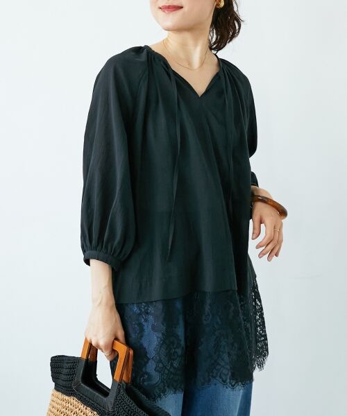 le.coeur blanc / ルクールブラン シャツ・ブラウス | レースヘムスキッパーブラウス | 詳細3