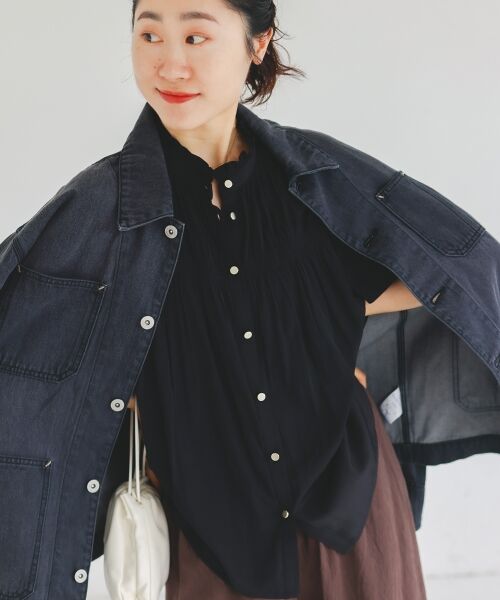 le.coeur blanc / ルクールブラン シャツ・ブラウス | パウダーサテンシャーリングフレンチブラウス | 詳細24