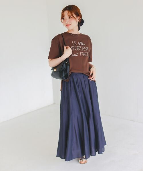 le.coeur blanc / ルクールブラン ロング・マキシ丈スカート | 《手洗い可能》シルキーローンギャザースカート | 詳細12