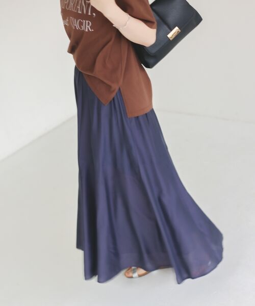 le.coeur blanc / ルクールブラン ロング・マキシ丈スカート | 《手洗い可能》シルキーローンギャザースカート | 詳細14