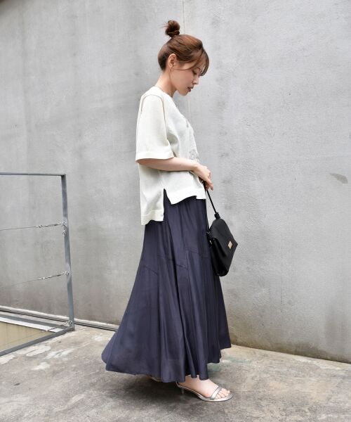 le.coeur blanc / ルクールブラン ロング・マキシ丈スカート | 《手洗い可能》シルキーローンギャザースカート | 詳細4