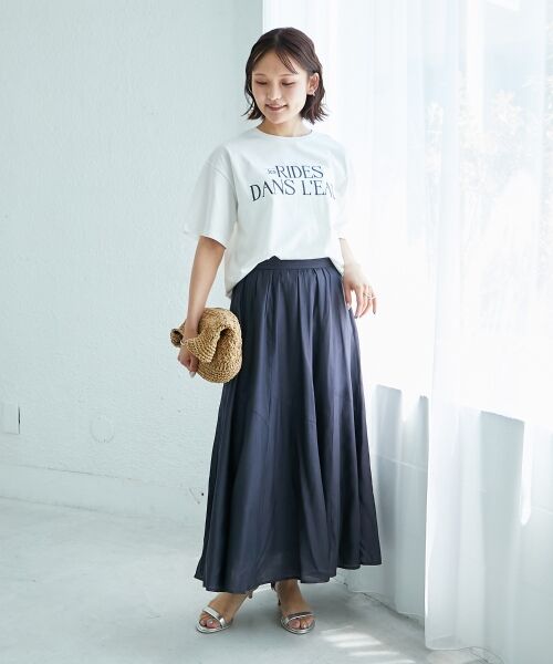le.coeur blanc / ルクールブラン ロング・マキシ丈スカート | 《手洗い可能》シルキーローンギャザースカート | 詳細9