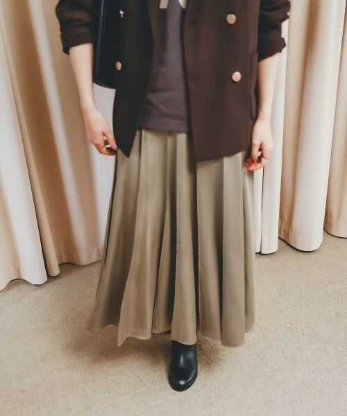 le.coeur blanc / ルクールブラン ロング・マキシ丈スカート | 《手洗い可能》フィブリルサテンパネルプリーツスカート | 詳細5