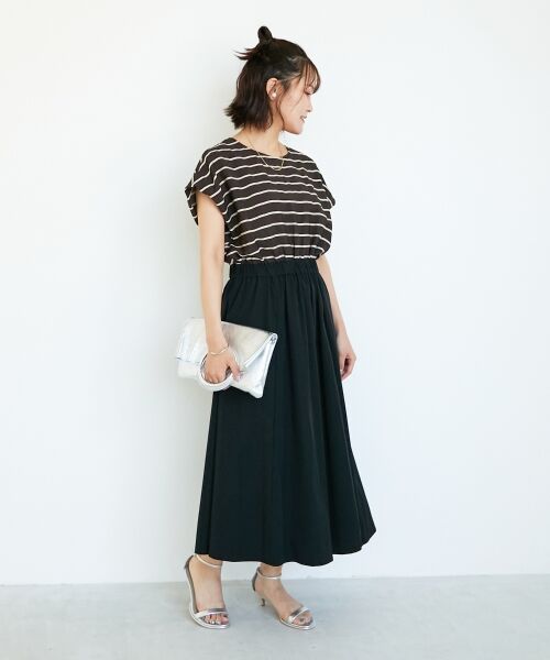 le.coeur blanc / ルクールブラン ロング・マキシ丈ワンピース | ドビーボーダードッキングワンピース | 詳細10