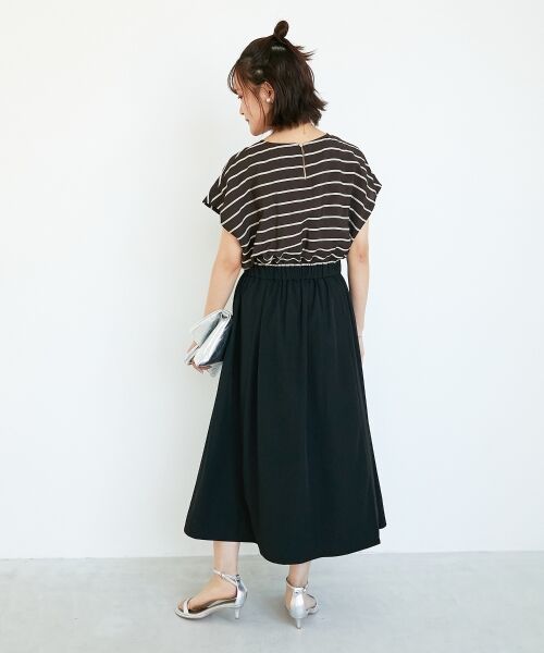 le.coeur blanc / ルクールブラン ロング・マキシ丈ワンピース | ドビーボーダードッキングワンピース | 詳細11