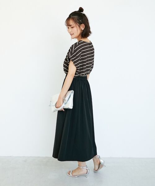 le.coeur blanc / ルクールブラン ロング・マキシ丈ワンピース | ドビーボーダードッキングワンピース | 詳細12