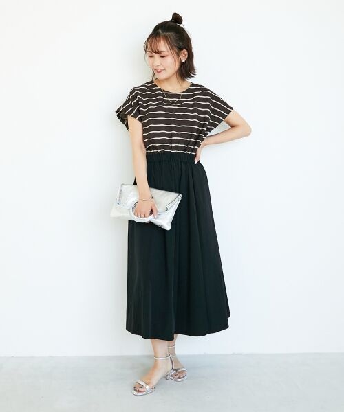 le.coeur blanc / ルクールブラン ロング・マキシ丈ワンピース | ドビーボーダードッキングワンピース | 詳細13