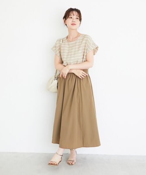 le.coeur blanc / ルクールブラン ロング・マキシ丈ワンピース | ドビーボーダードッキングワンピース | 詳細2