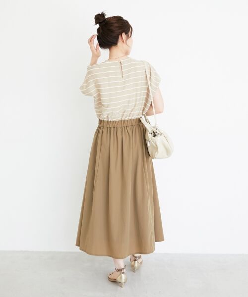 le.coeur blanc / ルクールブラン ロング・マキシ丈ワンピース | ドビーボーダードッキングワンピース | 詳細4