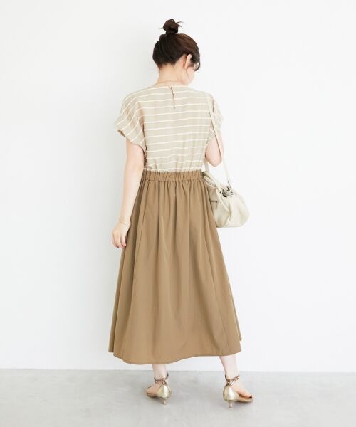 le.coeur blanc / ルクールブラン ロング・マキシ丈ワンピース | ドビーボーダードッキングワンピース | 詳細5