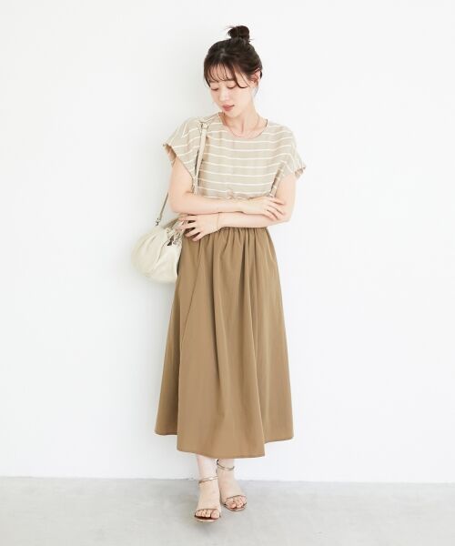 le.coeur blanc / ルクールブラン ロング・マキシ丈ワンピース | ドビーボーダードッキングワンピース | 詳細7