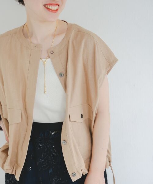 le.coeur blanc / ルクールブラン ノーカラージャケット | 《手洗い可能》コットン麻ノーカラーシャツジャケット | 詳細12