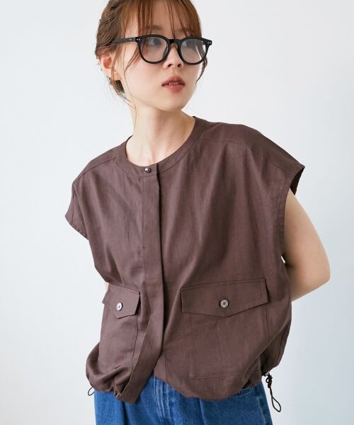 le.coeur blanc / ルクールブラン ノーカラージャケット | 《手洗い可能》コットン麻ノーカラーシャツジャケット | 詳細14