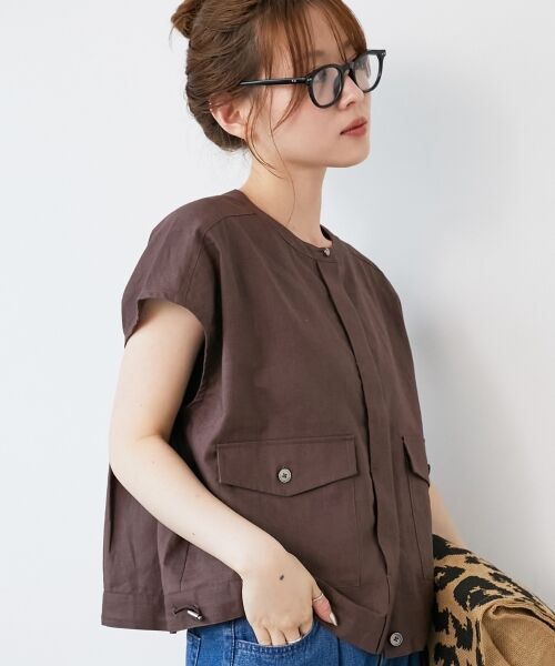 le.coeur blanc / ルクールブラン ノーカラージャケット | 《手洗い可能》コットン麻ノーカラーシャツジャケット | 詳細15