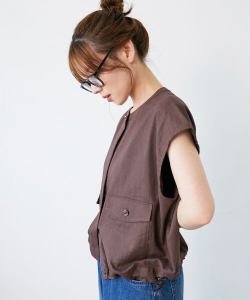 le.coeur blanc / ルクールブラン ノーカラージャケット | 《手洗い可能》コットン麻ノーカラーシャツジャケット | 詳細19