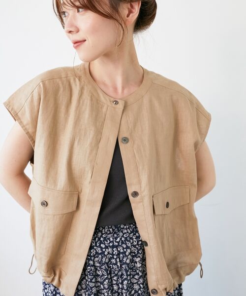 le.coeur blanc / ルクールブラン ノーカラージャケット | 《手洗い可能》コットン麻ノーカラーシャツジャケット | 詳細2