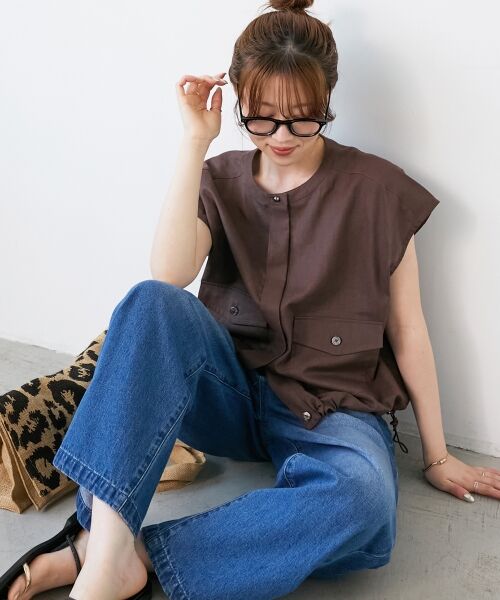 le.coeur blanc / ルクールブラン ノーカラージャケット | 《手洗い可能》コットン麻ノーカラーシャツジャケット | 詳細21