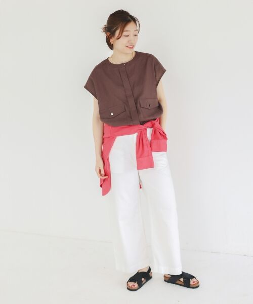 le.coeur blanc / ルクールブラン ノーカラージャケット | 《手洗い可能》コットン麻ノーカラーシャツジャケット | 詳細30