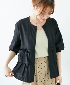 le.coeur blanc / ルクールブラン その他アウター | 《着映え◎》コットン麻フリルティアードジャケット