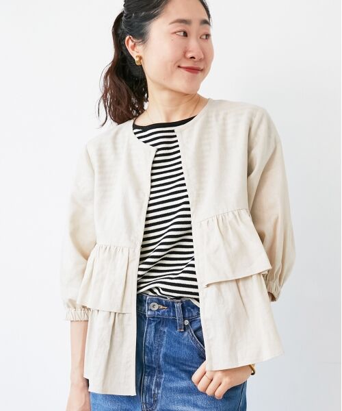 le.coeur blanc / ルクールブラン その他アウター | 《着映え◎》コットン麻フリルティアードジャケット | 詳細5