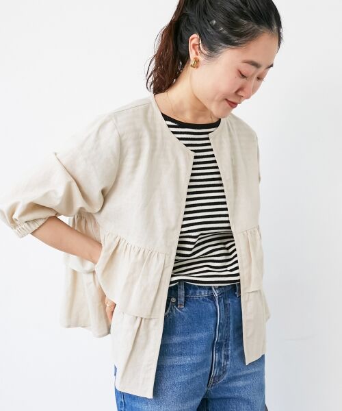 le.coeur blanc / ルクールブラン その他アウター | 《着映え◎》コットン麻フリルティアードジャケット | 詳細6