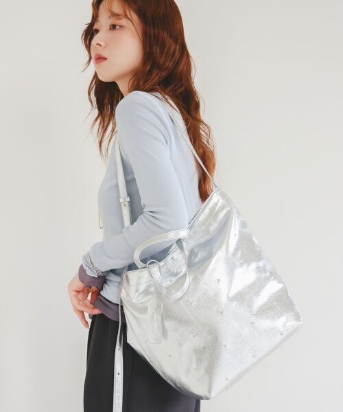 le.coeur blanc / ルクールブラン トートバッグ | ドット刺繍2wayトート | 詳細12