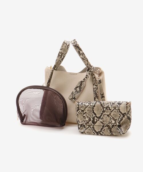 le.coeur blanc / ルクールブラン トートバッグ | 3setソフトレザー調バッグ（アイボリー柄）