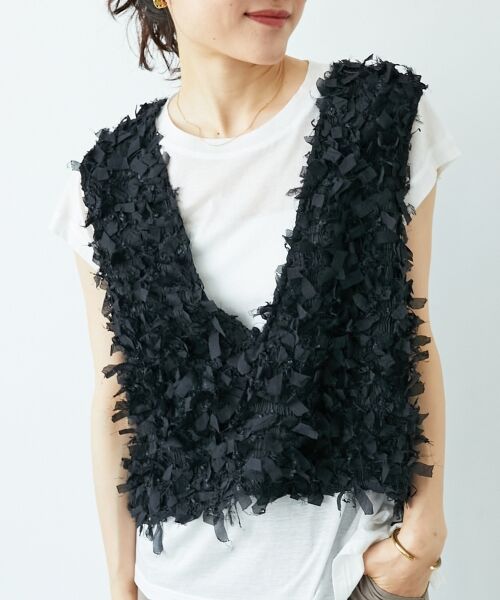 le.coeur blanc / ルクールブラン ベスト | 《手洗い可能》リボンフリンジニットベスト | 詳細12