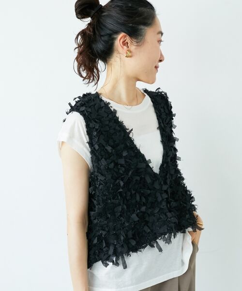 le.coeur blanc / ルクールブラン ベスト | 《手洗い可能》リボンフリンジニットベスト | 詳細15