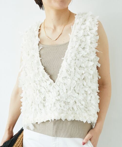 le.coeur blanc / ルクールブラン ベスト | 《手洗い可能》リボンフリンジニットベスト | 詳細3