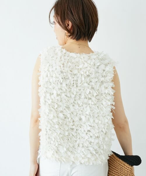 le.coeur blanc / ルクールブラン ベスト | 《手洗い可能》リボンフリンジニットベスト | 詳細4